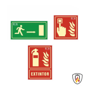 Señales Fotol. indicativas de Extintor, BIES, Pulsador y de Evacuacion.